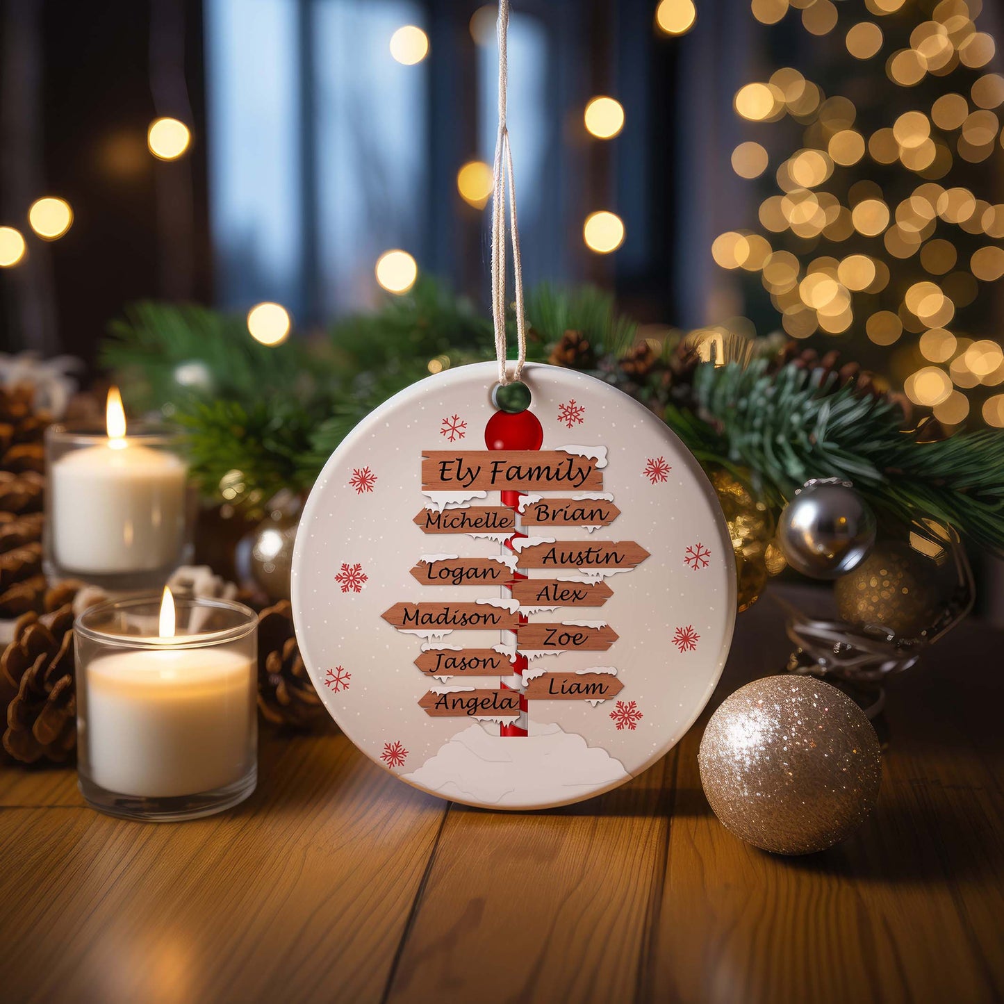 Personalized Family Christmas Ornament, featuring festive holiday design and easy hanging.