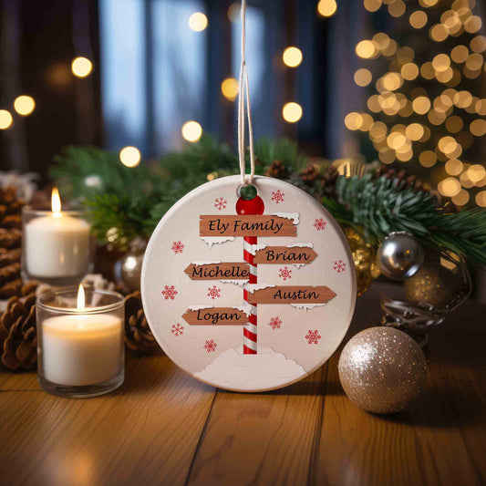 Personalized Family Christmas Ornament, featuring festive holiday design and easy hanging.