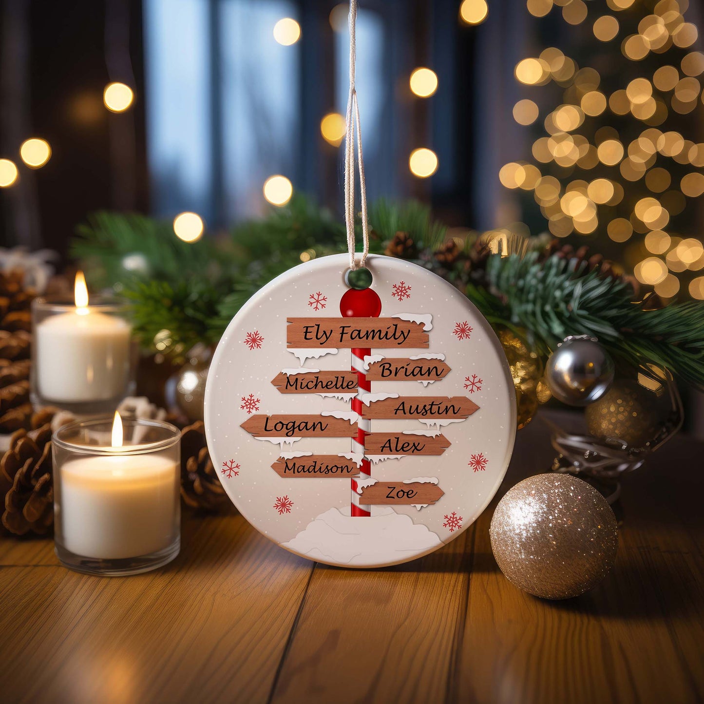 Personalized Family Christmas Ornament, featuring festive holiday design and easy hanging.