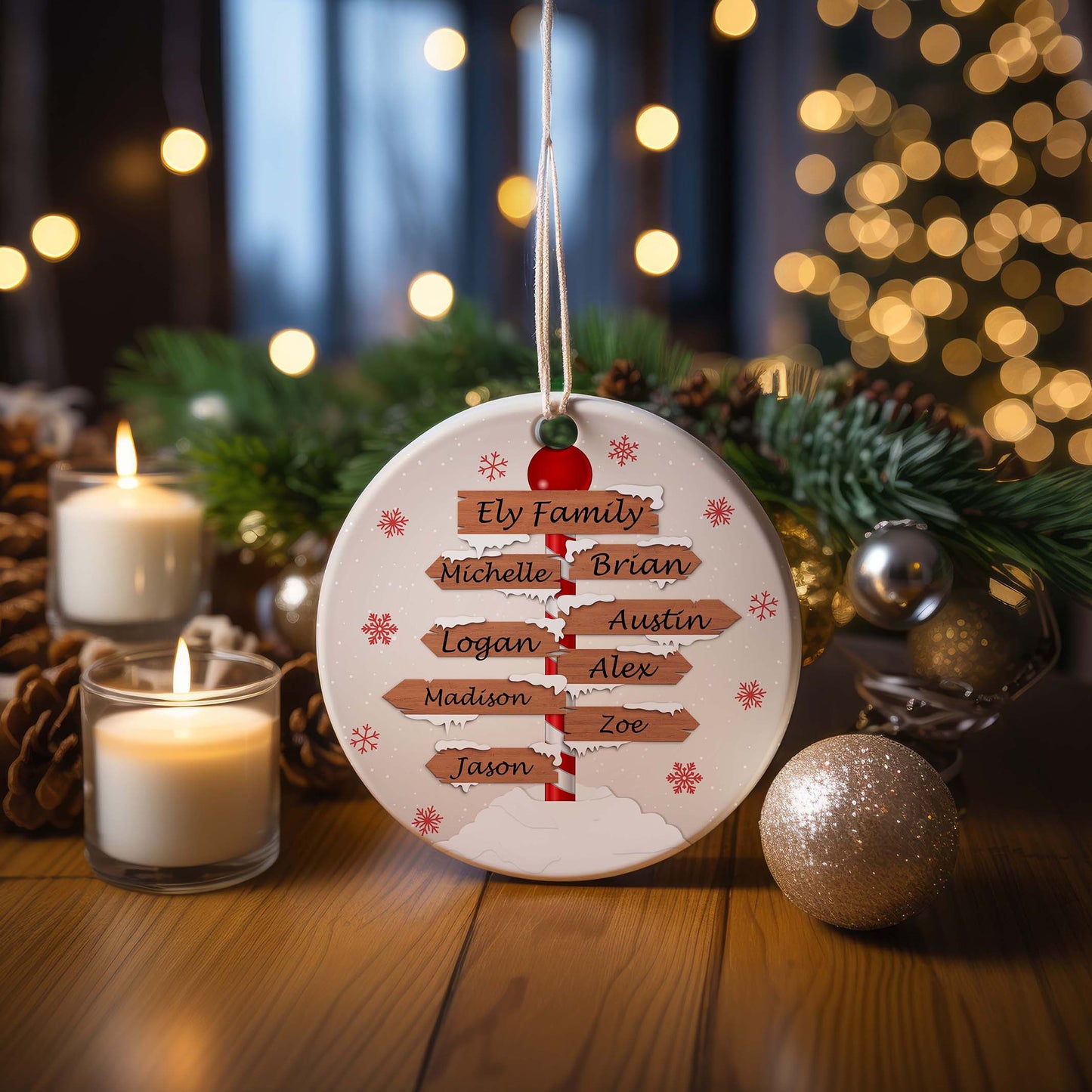 Personalized Family Christmas Ornament, featuring festive holiday design and easy hanging.