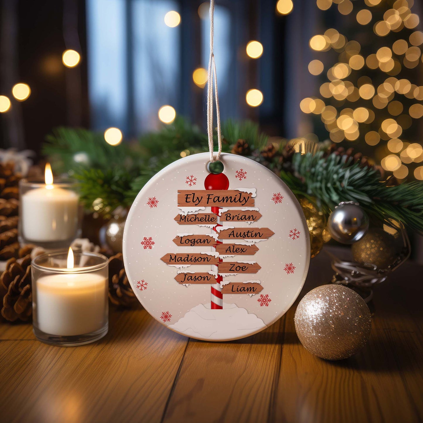 Personalized Family Christmas Ornament, featuring festive holiday design and easy hanging.