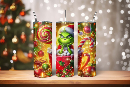 Festive Green Christmas Tumbler